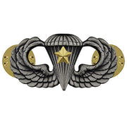 Army Badge: Combat Parachute Fifth Award - silver oxidized