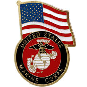Lapel Pin: United States Flag with Marine Corps Emblem
