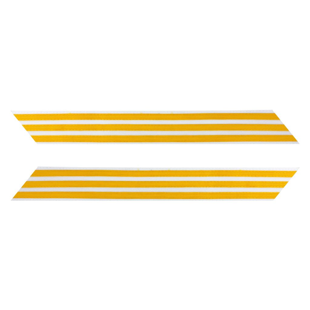 Army Service Stripe: Gold Embroidered on White - female, set of 3