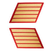 Marine Corps Service Stripe: Male - gold embroidered on red, set of 5