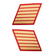 Marine Corps Service Stripe: Male - gold embroidered on red, set of 6
