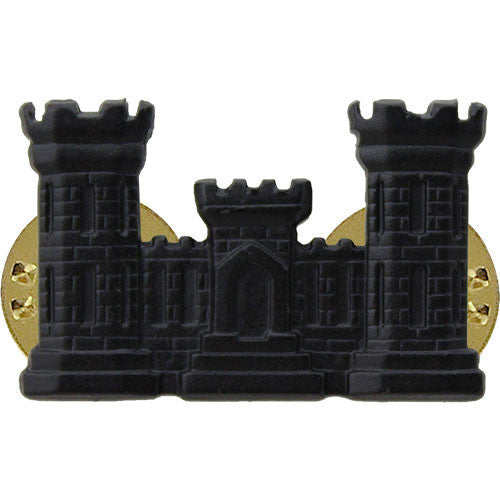 Army Officer Collar Device: Engineer - black metal