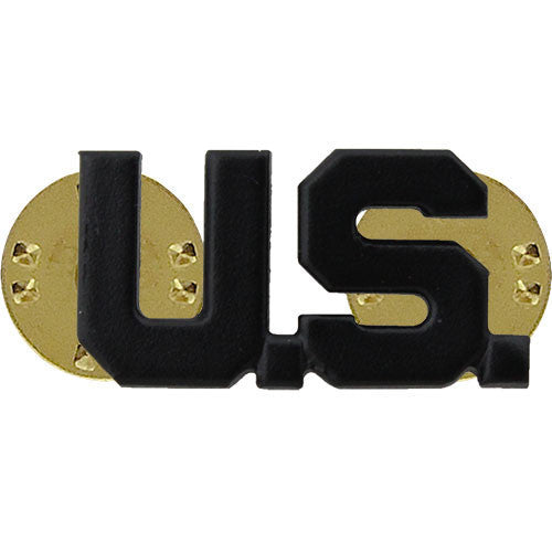 Army Officer Collar Device: U.S. Letters - black metal