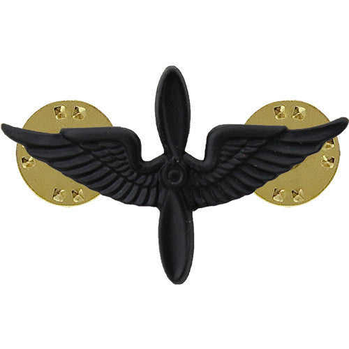 Army Officer Collar Device: Aviation - black metal