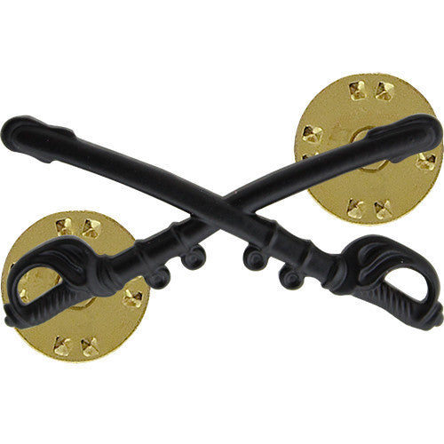 Army Officer Collar Device: Cavalry - black metal