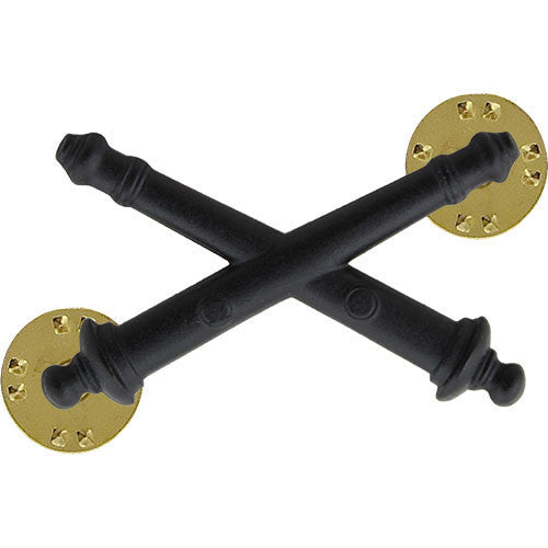 Army Officer Collar Device: Field Artillery - black metal