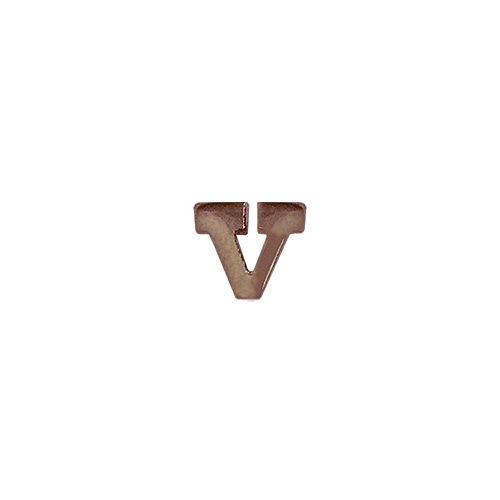 NO PRONG Ribbon Attachments: Letter V - bronze