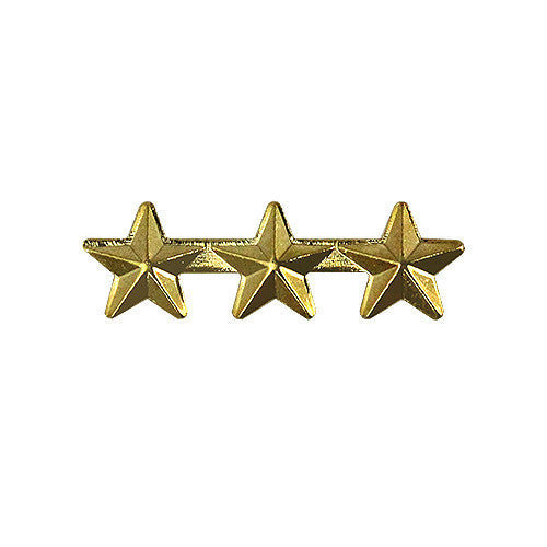 NO PRONG Ribbon Attachments: Three Stars Mounted on a Bar - 5/16 inch, gold