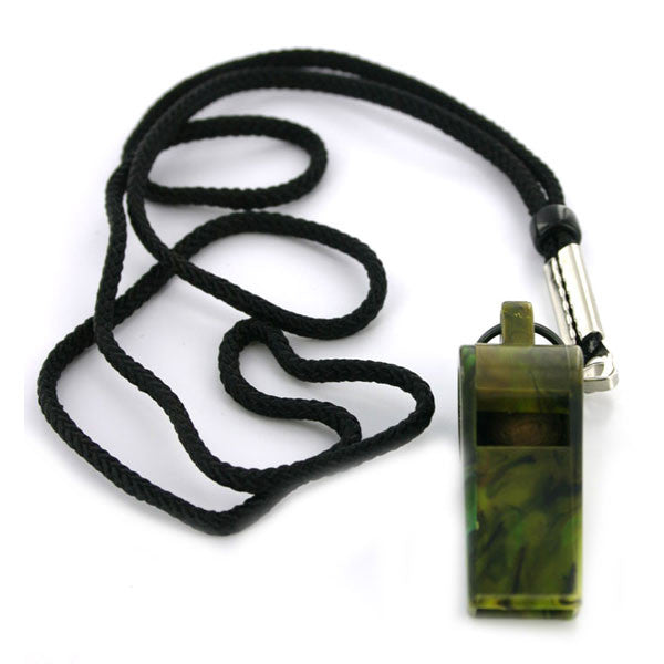 Whistle and Cord - olive drab plastic