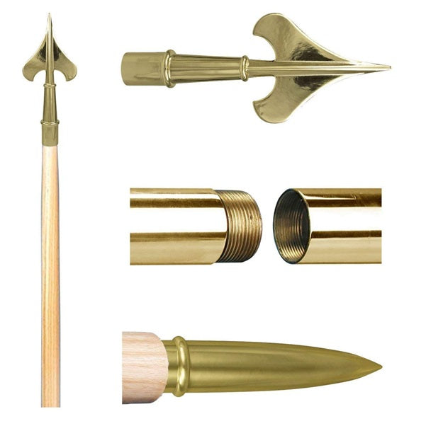 Guidon Pole: Ash - Jointed - 8 foot by 1-1/4 inch with brass accessories