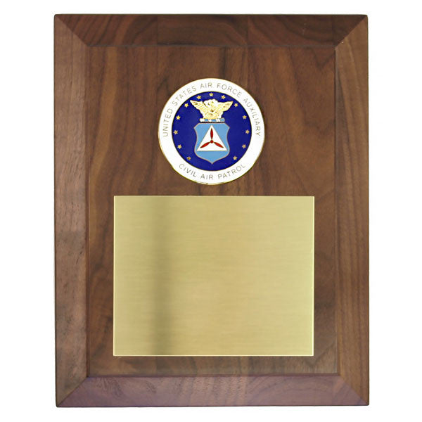CAP Plaque: Beveled Walnut with Enameled Seal - engraving plate