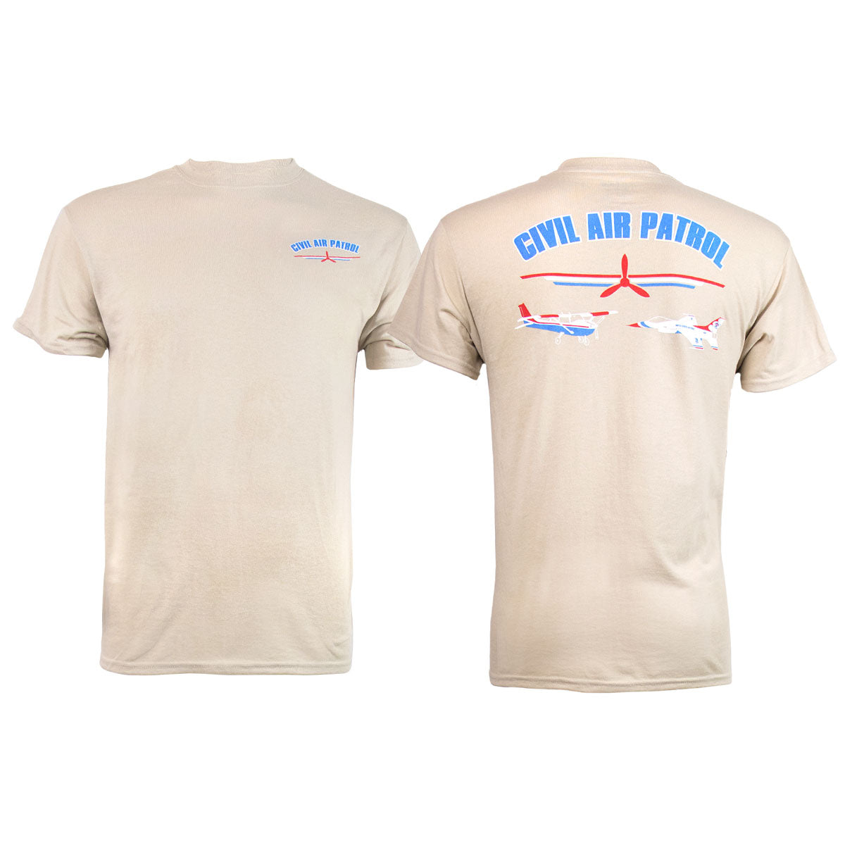 Civil Air Patrol Leisure T-Shirt: Tan w/ cessna display picture 1