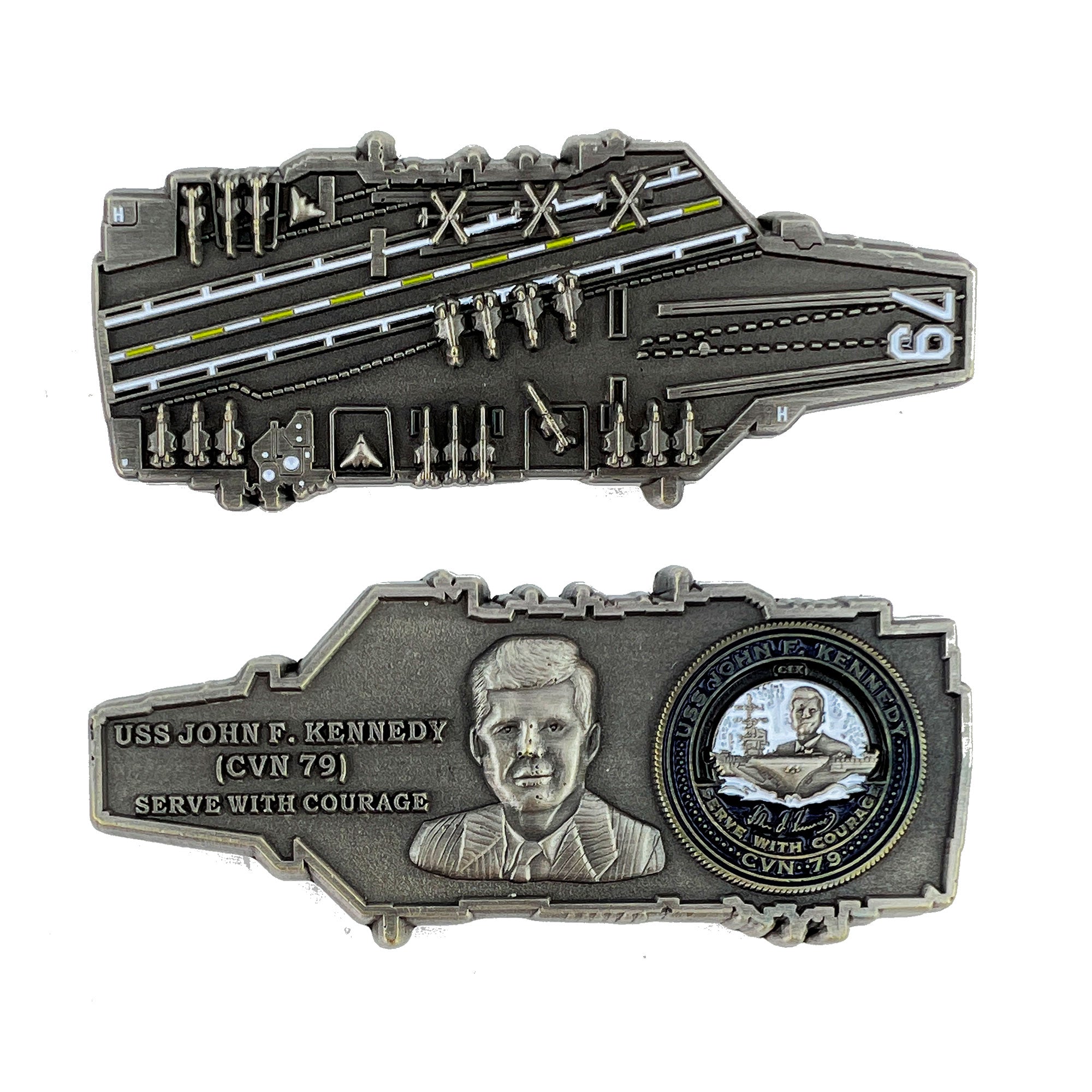 Coin: 3" USS John F Kennedy CVN-79 - Carrier Shape