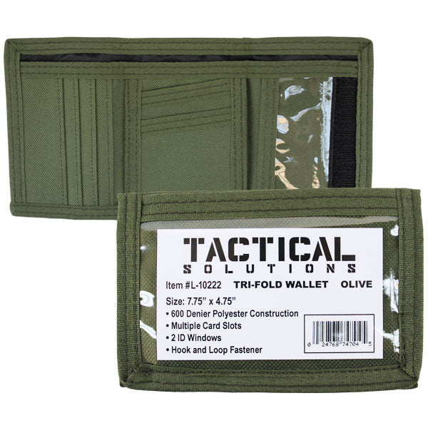 Wallet: Tri-Fold - Olive polyester