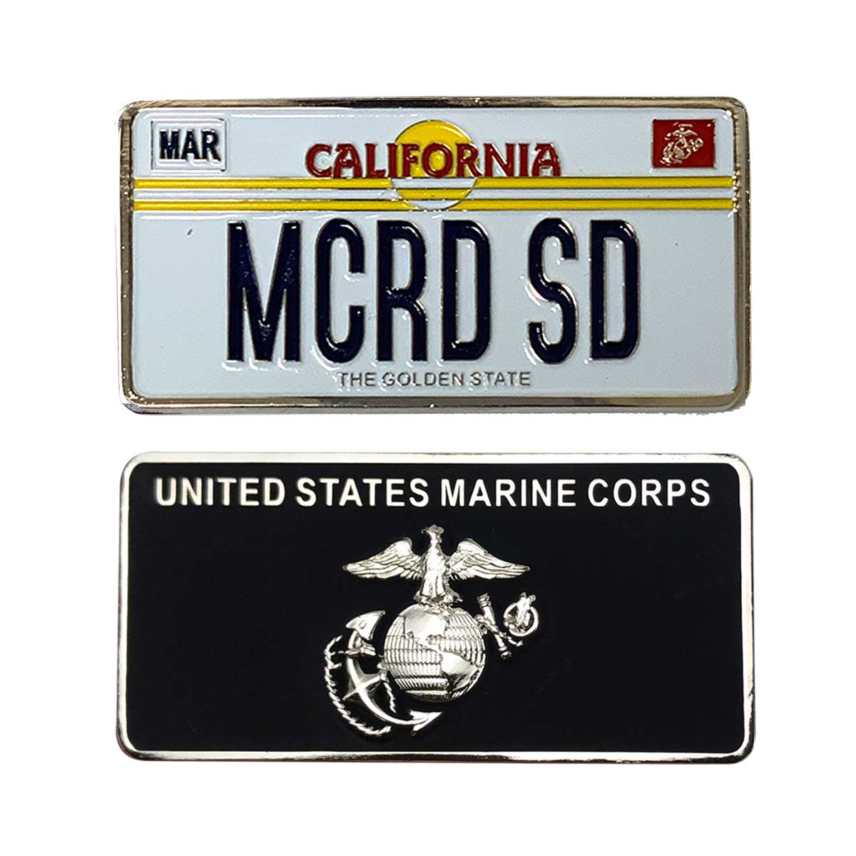 Marine Corps Coin: 1.25" License Plate MCRD San Diego