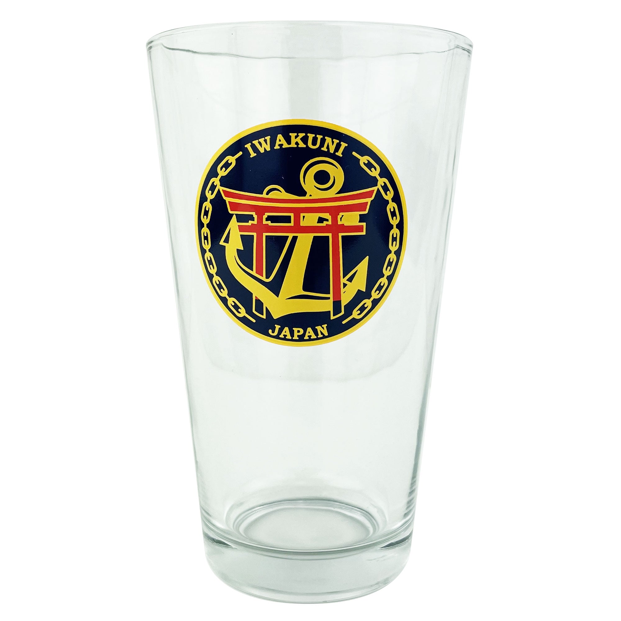 Navy Pint Glass: Iwakuni Tori Gate with Anchor