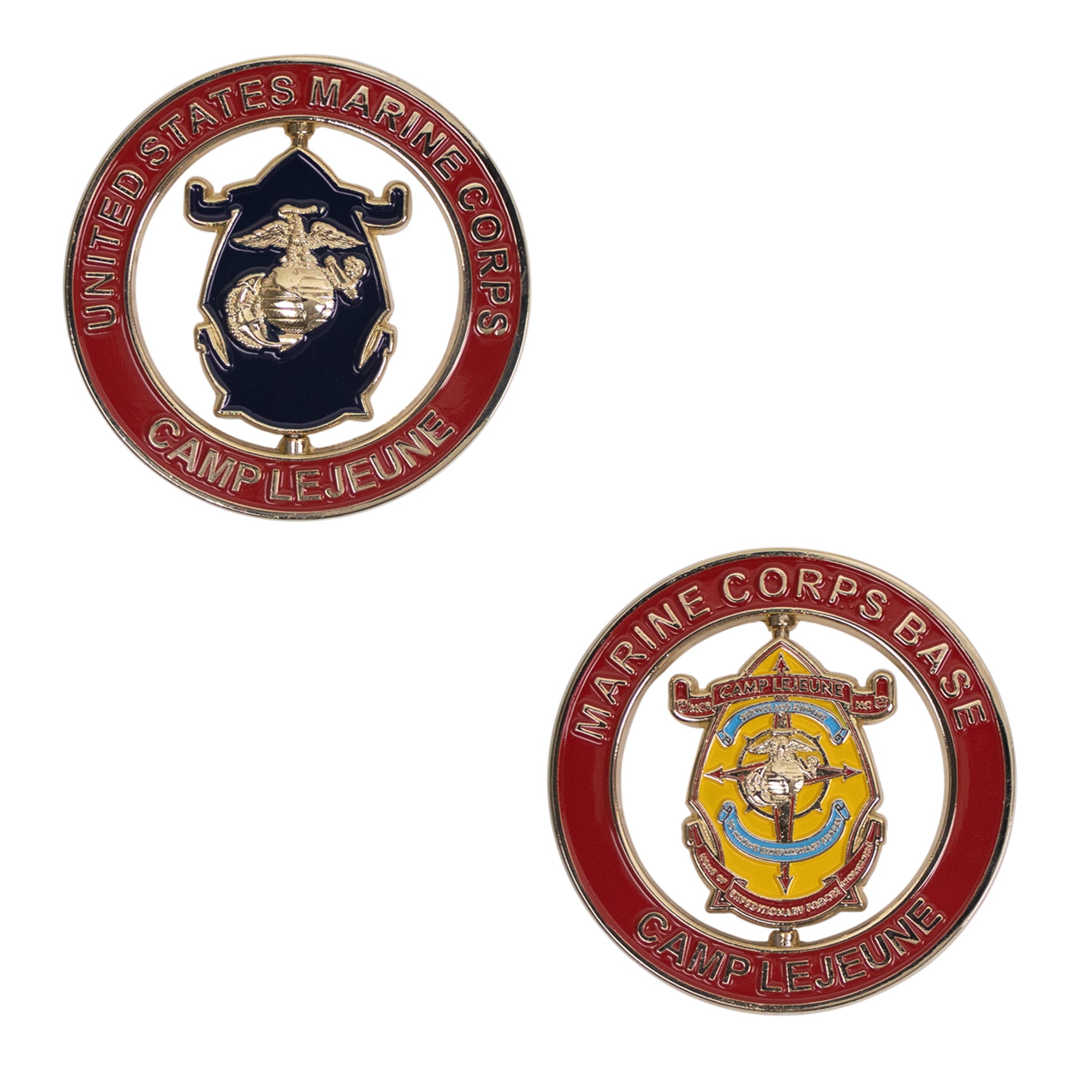 Marine Corps Spinner Coin: 2" Marine Corps Base Camp Lejeune