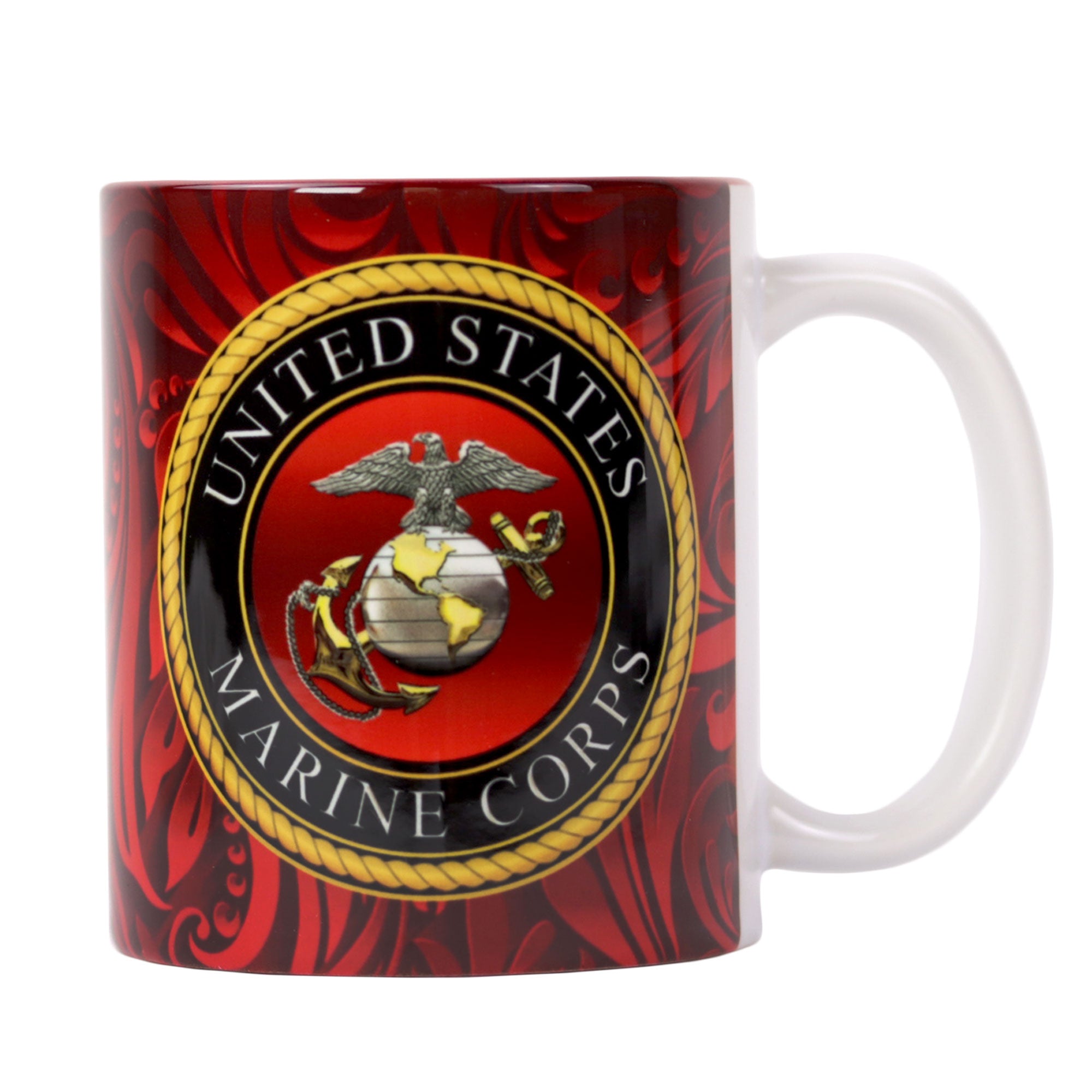 Marine Corps Mug - US Marine Corps Emblem Two Tone White/Red