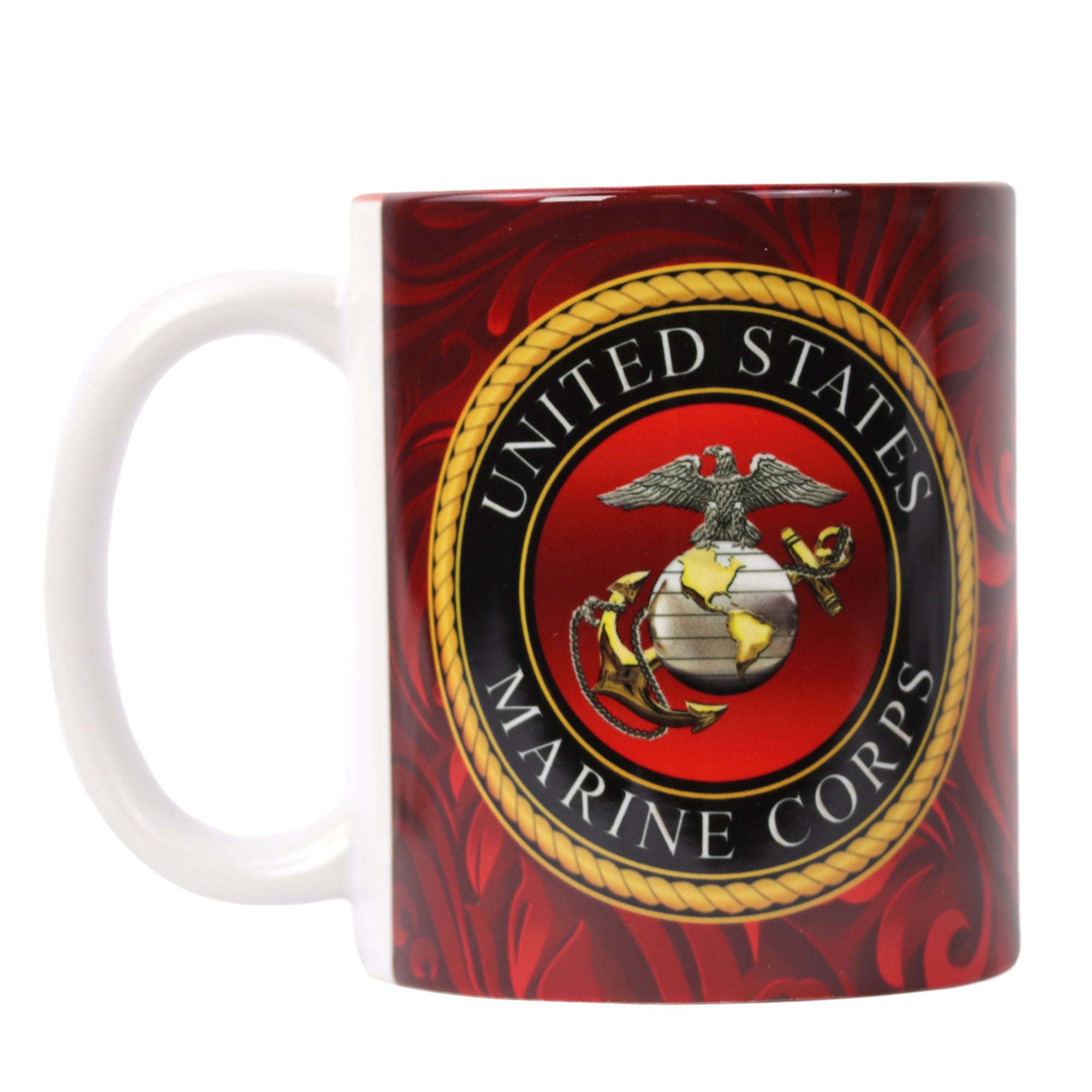Marine Corps Mug - US Marine Corps Emblem Two Tone White/Red