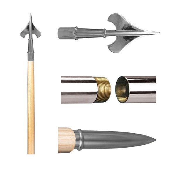 Guidon Pole: Ash - Jointed - 8 foot by 1-1/4 inch with chrome accessories