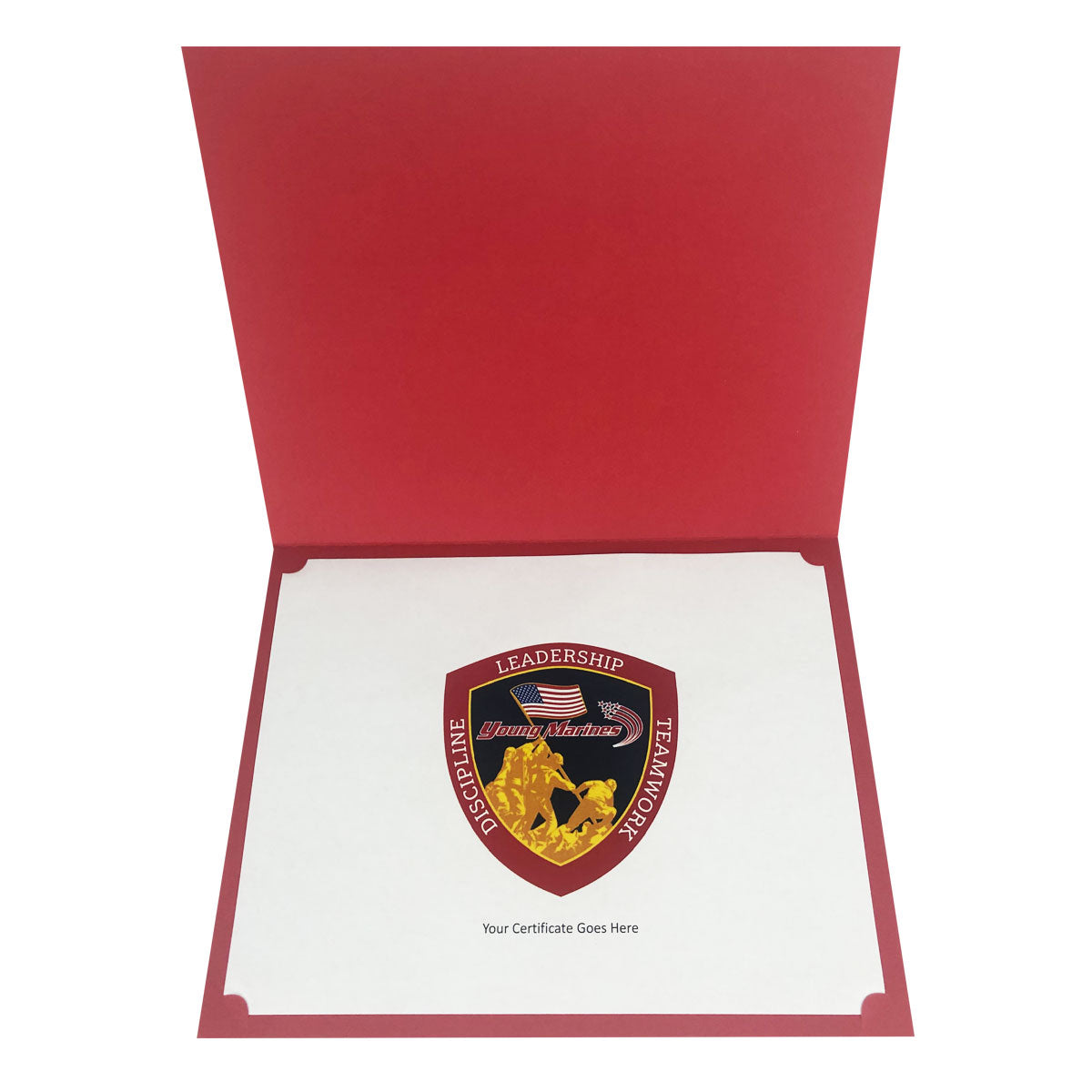 Young Marines - 8-1/2" x 11" Red Certificate Folder with Young Marines Logo