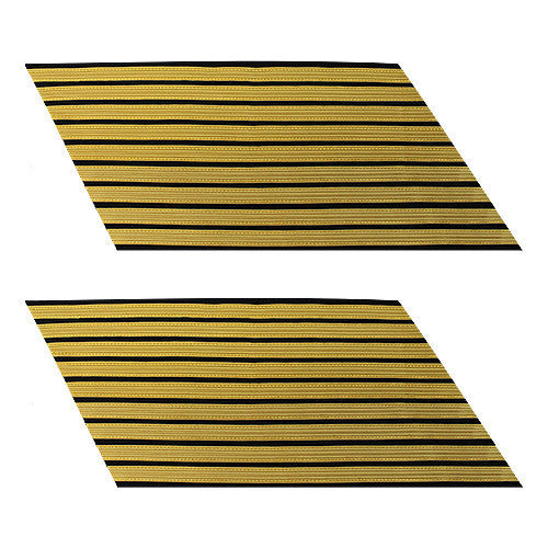 Army Service Stripe: Gold Embroidered on Blue - female, set of 9