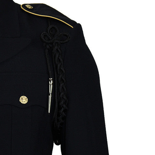 Army Shoulder Cord: 2720 Black Rayon with Silver Tip