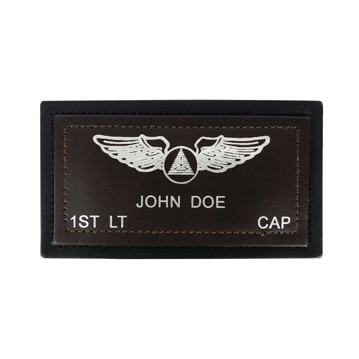 Civil Air Patrol Name Patch: Single Emblem - brown on black leather w/hook closure