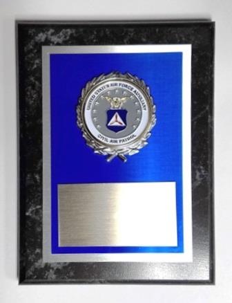 Civil Air Patrol Plaque - 8 x 10" Blue Aluminum on Black Marble
