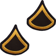 Army Chevron: Private First Class - gold embroidered on green, male (NON-RETURNABLE/NON-REFUNDABLE)