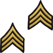 Army Chevron: Sergeant - gold embroidered on green, female (NON-RETURNABLE/NON-REFUNDABLE)