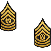Army Chevron: Command Sergeant Major - gold embroidered on green, female (NON-RETURNABLE/NON-REFUNDABLE)