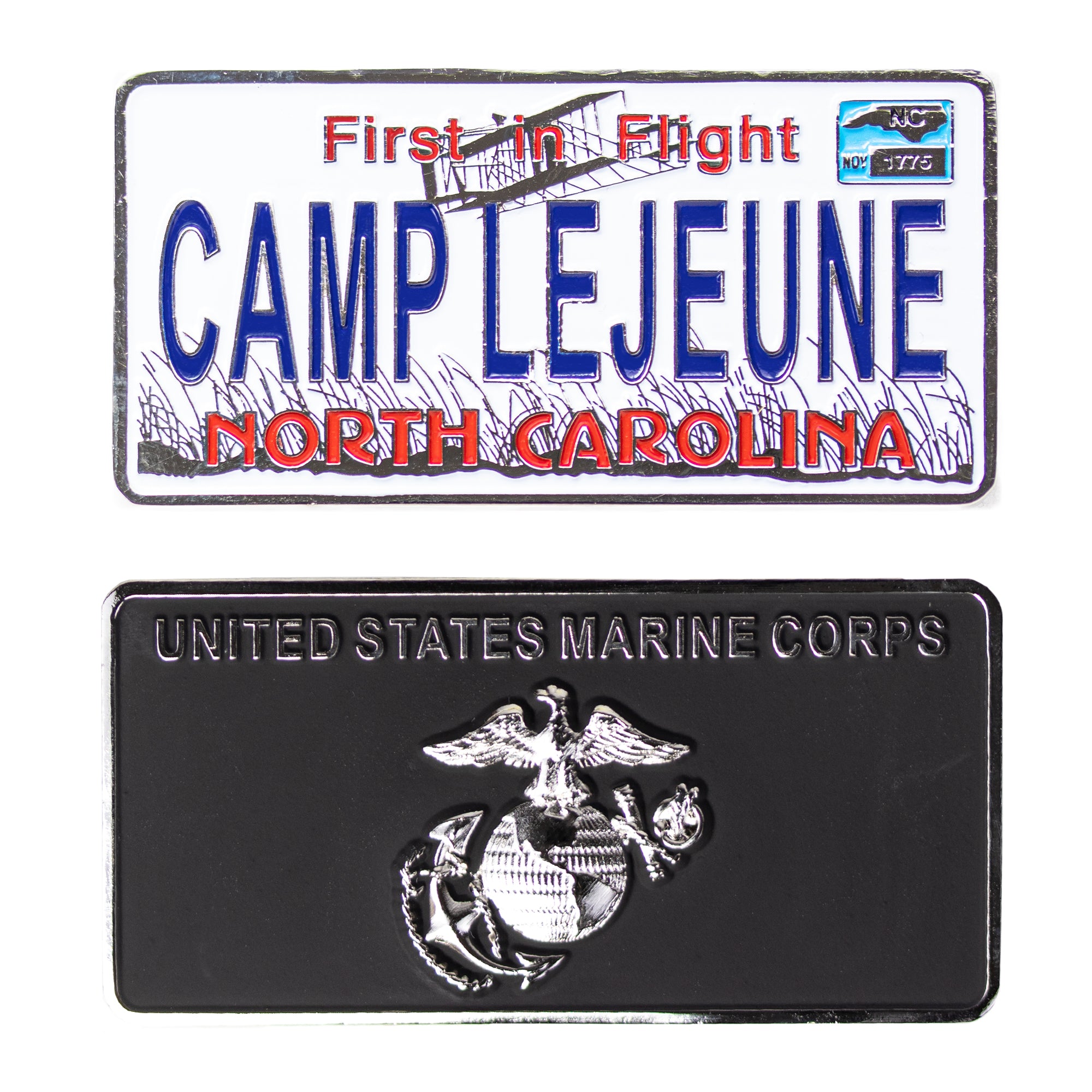 Marine Corps Coin: 1.25" License Plate Camp LeJeune