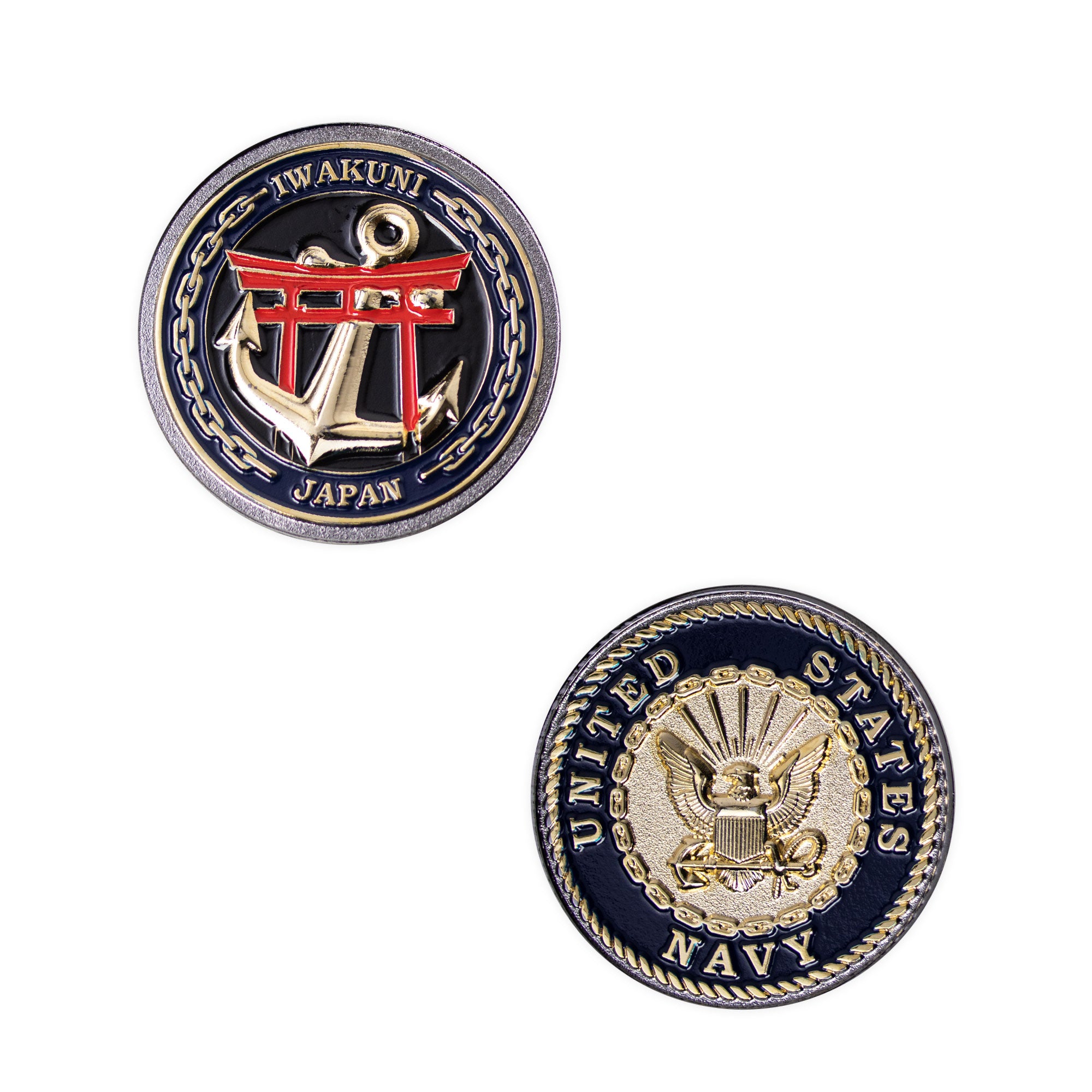 Navy 1.75" Coin: Iwakuni Japan Torri Gate with Anchor