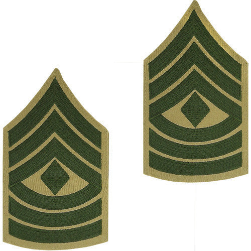 Marine Corps Chevron: First Sergeant - green embroidered on khaki, male