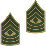 Marine Corps Chevron: First Sergeant - green embroidered on khaki, male