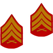 Marine Corps Chevron: Sergeant - gold embroidered on red, male