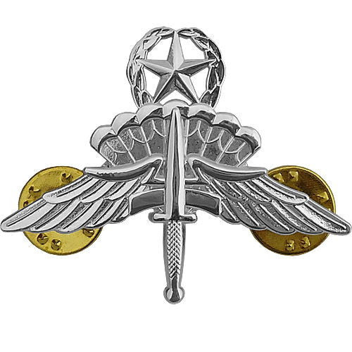 Army Badge: Free Fall Master Jump Wings Halo - mirror finish