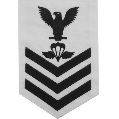 Navy E6 MALE Rating Badge: Aircrew Survival Equipmentman - white