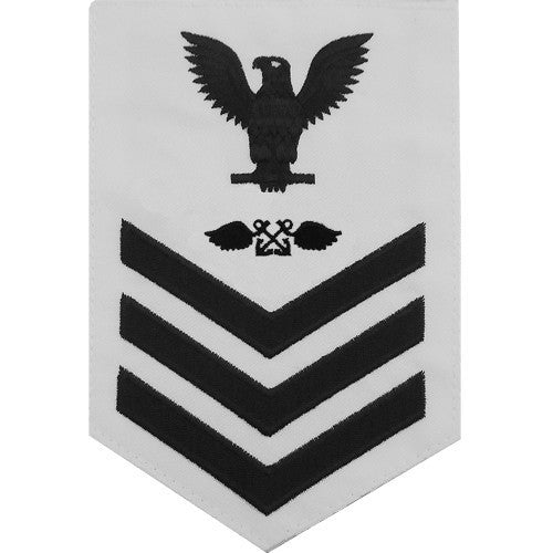 Navy E6 MALE Rating Badge: Aviation Boatswain's Mate - white