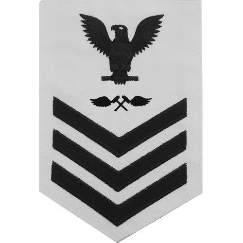 Navy E6 MALE Rating Badge: Aviation Structure Mechanic - white
