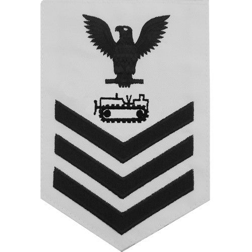 Navy E6 MALE Rating Badge: Equipment Operator - white