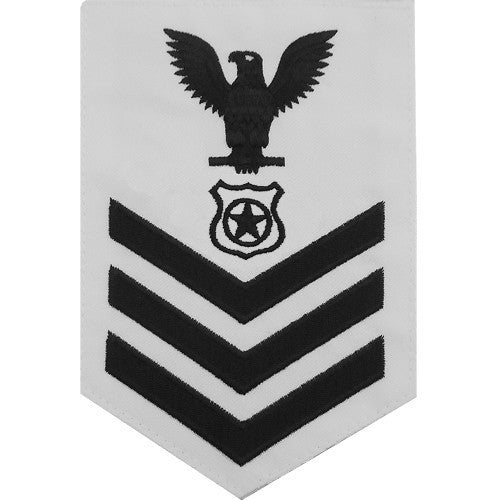 Navy E6 MALE Rating Badge: Master At Arms - white
