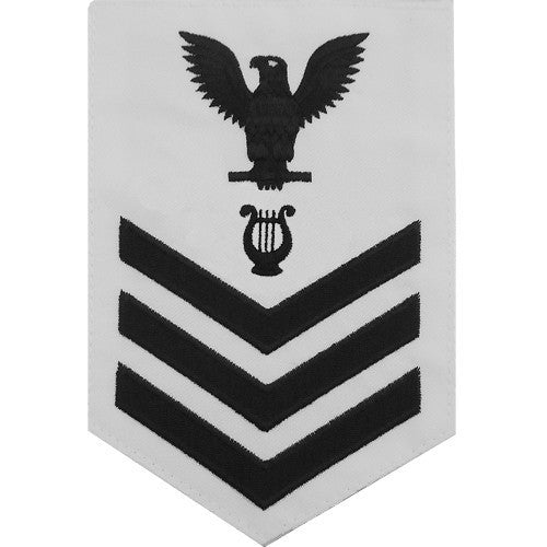 Navy E6 MALE Rating Badge: Musician - white