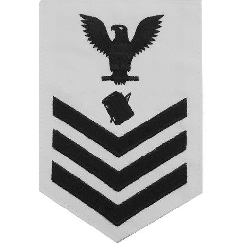 Navy E6 MALE Rating Badge: Personnelman - white