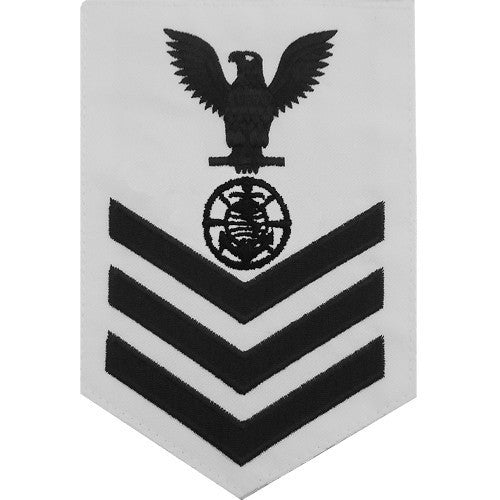 Navy E6 MALE Rating Badge: Religious Programs Specialist - white