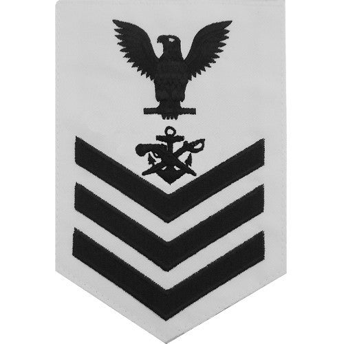 Navy E6 MALE Rating Badge: Special Warfare Boat Operator - white