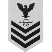 Navy E6 MALE Rating Badge: Sonar Technician - white