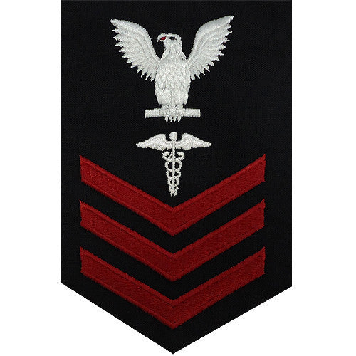 Navy E-4/5/6 Hospital Corpsman Rating Badges, Blue Serge