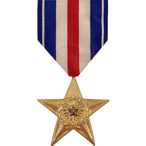 Full Size Medal: Silver Star - 24k Gold Plated